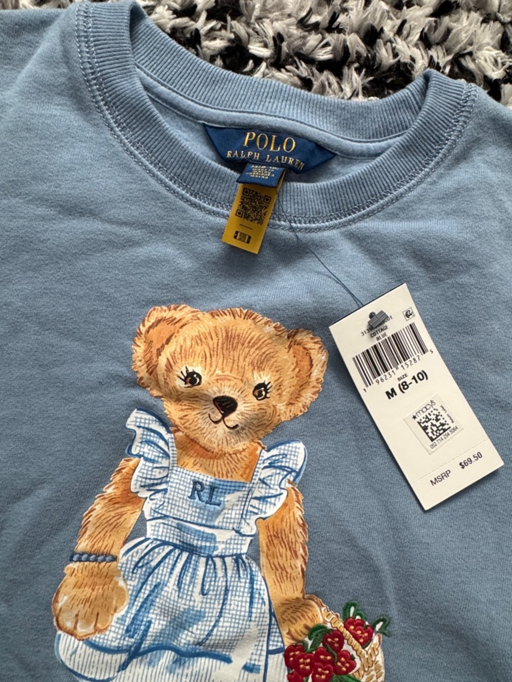 Ralph Lauren Light Blue Polo Bear Graphic Sweatshirt - Picture 2 of 4